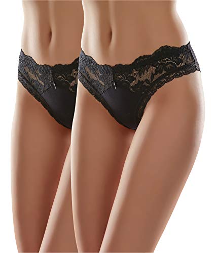 Merry Style Damen Hüftslip MSGAB92 (Schwarz (2Pack), 38 (Herstellergröße: M)) von Merry Style