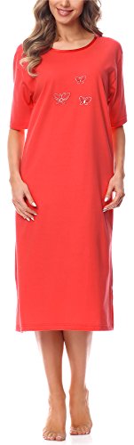 Merry Style Damen Kurzarm Nachthemd 91LW1 (Coral (Kurzarm), 46 (Herstellergröße: XXXL)) von Merry Style