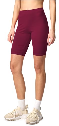 Merry Style Damen Sport Leggings kurz Sportleggings Radlerhose Sporthose aus Baumwolle MS10-200 (Weinrot, M) von Merry Style