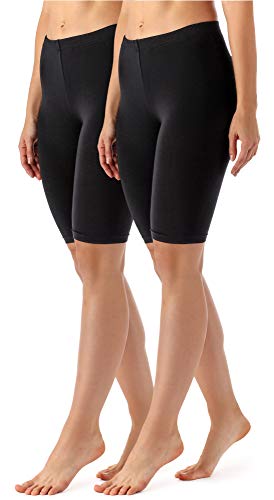 Merry Style Damen Kurze Leggings aus Viskose 2 Pack MS10-145 (Schwarz/Schwarz (2Pack), L) von Merry Style