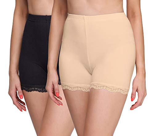 Merry Style Damen Shorts Radlerhose Unterhose Hotpants Kurze Hose Boxershorts aus Viskose 2 Pack MS10-294 (Schwarz/Beige(2Pack), XS) von Merry Style