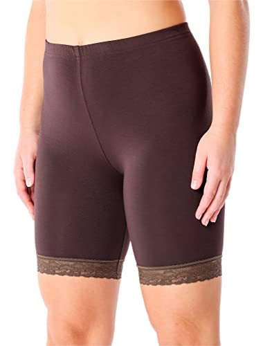 Merry Style Damen Kurze Leggings mit Spitze Freizeithose High Waist Radlerhose Hohe Taille aus Viskose MS10-431 (Braun, M) von Merry Style