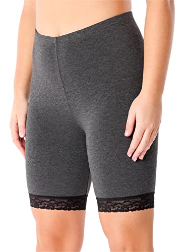 Merry Style Damen Kurze Leggings mit Spitze Freizeithose High Waist Radlerhose Hohe Taille aus Viskose MS10-431 (Dunkelmelange, XL) von Merry Style
