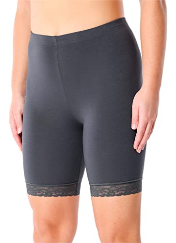 Merry Style Damen Kurze Leggings mit Spitze Freizeithose High Waist Radlerhose Hohe Taille aus Viskose MS10-431 (Graphit, XXL) von Merry Style