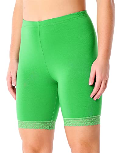 Merry Style Damen Kurze Leggings mit Spitze Freizeithose High Waist Radlerhose Hohe Taille aus Viskose MS10-431 (Grün, 4XL) von Merry Style