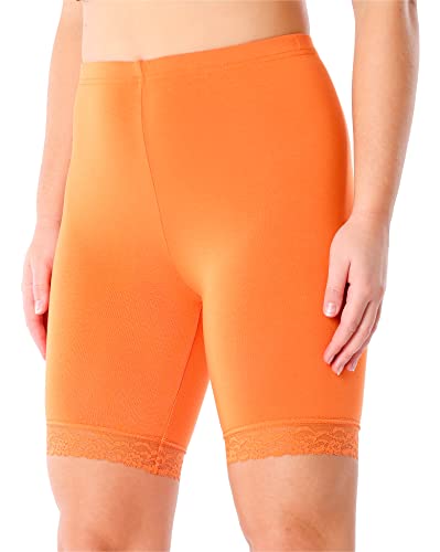 Merry Style Damen Kurze Leggings mit Spitze Freizeithose High Waist Radlerhose Hohe Taille aus Viskose MS10-431 (Orange, 4XL) von Merry Style