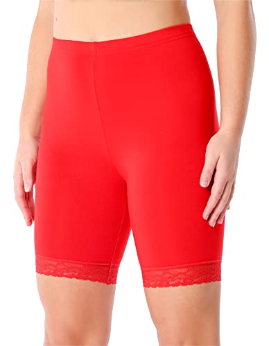 Merry Style Damen Kurze Leggings mit Spitze Freizeithose High Waist Radlerhose Hohe Taille aus Viskose MS10-431 (Rot, 3XL) von Merry Style