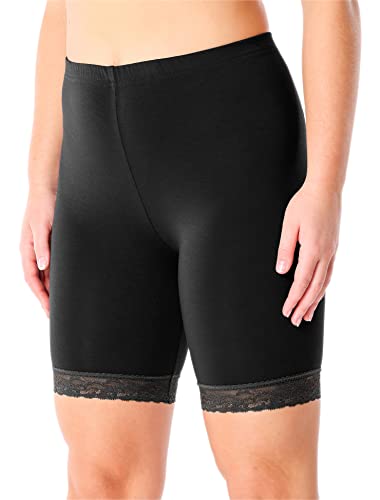 Merry Style Damen Kurze Leggings mit Spitze Freizeithose High Waist Radlerhose Hohe Taille aus Viskose MS10-431 (Schwarz, XS) von Merry Style