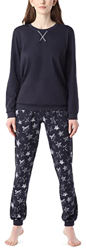 Merry Style Damen Lang Zweiteiliger Schlafanzug aus Baumwolle Pyjama Set Winter MS10-168 (Marineblau (Silberne Sterne), 6XL) von Merry Style