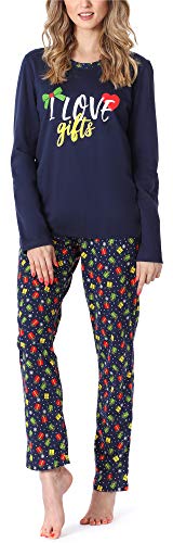 Merry Style Damen Lang Zweiteiliger Schlafanzug aus Baumwolle Pyjama Set Winter MS10-169 (Marine Geschenk, XL) von Merry Style