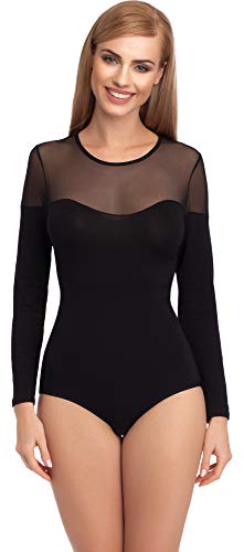Merry Style Damen Langarm Body BD106 (Schwarz, L) von Merry Style