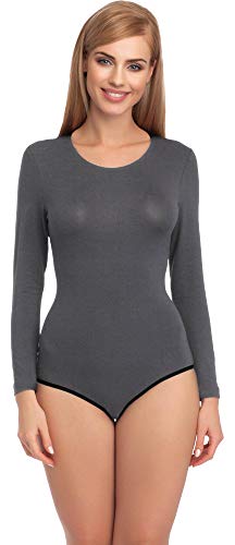 Merry Style Damen Langarm Body BD109 (Graphit, L) von Merry Style