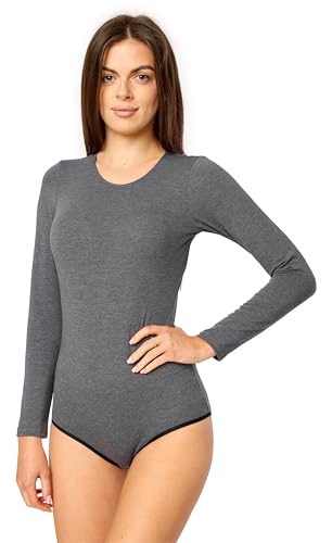 Merry Style Damen Langarm Body MS-114 (Dunkelmelange, M) von Merry Style
