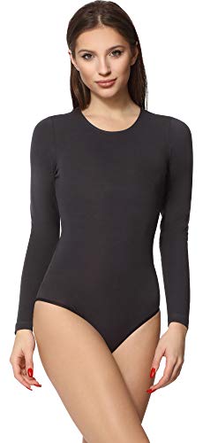 Merry Style Damen Langarm Body MS-114 (Graphite, L) von Merry Style