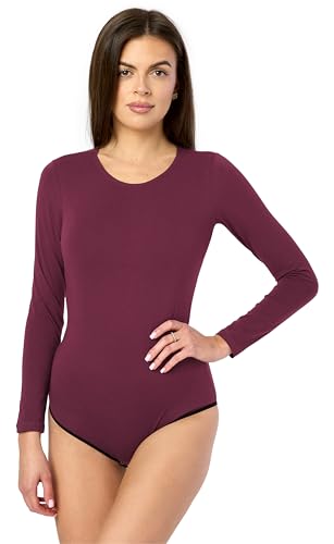 Merry Style Damen Langarm Body MS-114 (Weinrot, L) von Merry Style