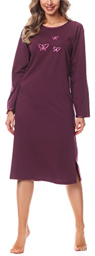 Merry Style Damen Langarm Nachthemd 91LW1 (Aubergine (Langarm), 42 (Herstellergröße: XL)) von Merry Style