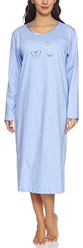 Merry Style Damen Langarm Nachthemd 91LW1 (Blau (Langarm), 40 (Herstellergröße: L)) von Merry Style