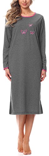 Merry Style Damen Langarm Nachthemd 91LW1 (Dunkelmelange (Langarm), 44 (Herstellergröße: XXL)) von Merry Style