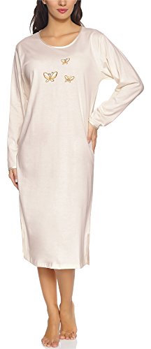 Merry Style Damen Langarm Nachthemd 91LW1 (Ecru (Langarm), 44 (Herstellergröße: XXL)) von Merry Style