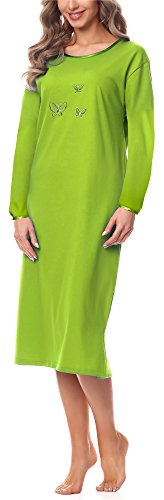 Merry Style Damen Langarm Nachthemd 91LW1 (Grün (Langarm), 40 (Herstellergröße: L)) von Merry Style