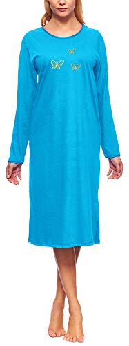 Merry Style Damen Langarm Nachthemd 91LW1 (Türkis (Langarm), 44 (Herstellergröße: XXL)) von Merry Style