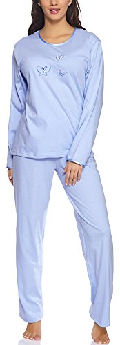 Merry Style Damen Langarm Schlafanzug 91LW1 (Blau (Langarm), 38 (Herstellergröße: M)) von Merry Style