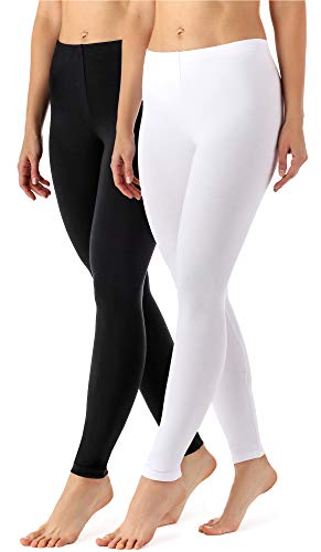 Merry Style Damen Lange Leggings aus Viskose 2 Pack MS10-143 (Schwarz/Weiß, M) von Merry Style