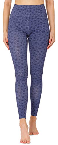 Merry Style Damen Lange Leggings mit Allover Print Muster bunt MS10-338(Blau/Jeans Sterne,M) von Merry Style