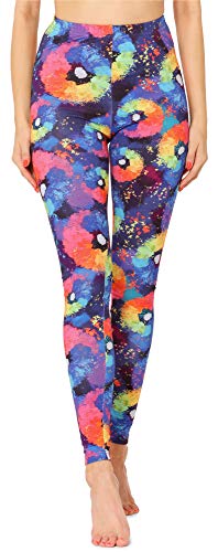 Merry Style Damen Lange Leggings mit Allover Print Muster bunt MS10-338(Löwenzahn,XS) von Merry Style