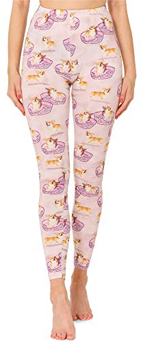 Merry Style Damen Lange Leggings mit Allover Print Muster bunt MS10-338(Rosa/Hunde,S) von Merry Style