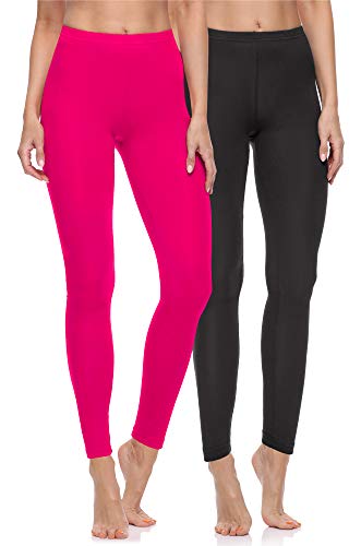 Merry Style 2er Pack Leggings Damen Baumwolle für das ganze Jahr Bequeme Leggings Blickdicht Damen Ideal für Yoga Sport Gym und Freizeit MS10-198 MS10-198 (Schwarz/Amaranth, M) von Merry Style