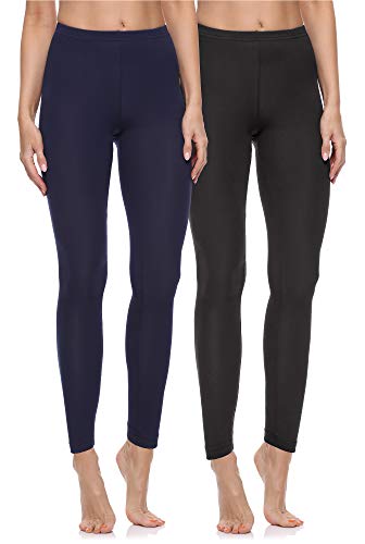 Merry Style Damen Lange Leggings aus Baumwolle 2 Pack MS10-198 (Schwarz/Marine, M) von Merry Style