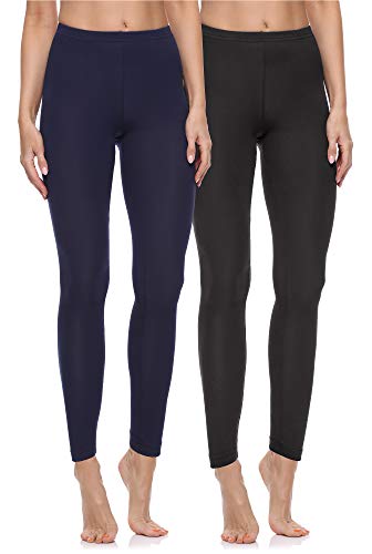 Merry Style 2er Pack Leggings Damen Baumwolle für das ganze Jahr Bequeme Leggings Blickdicht Damen Ideal für Yoga Sport Gym und Freizeit MS10-198 MS10-198 (Schwarz/Marine, S) von Merry Style