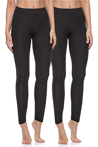 Merry Style Damen Lange Leggings aus Baumwolle 2 Pack MS10-198 (Schwarz/Schwarz, L) von Merry Style