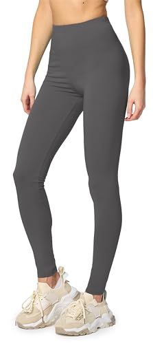 Merry Style Leggings Damen Baumwolle für das ganze Jahr Bequeme Leggings Blickdicht Damen Ideal für Yoga Sport Gym und Freizeit MS10-198 (Graphite, 3XL) von Merry Style