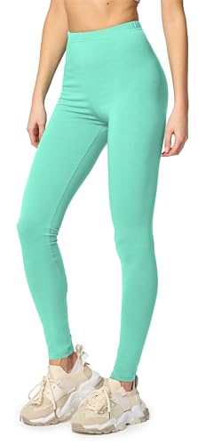 Merry Style Leggings Damen Baumwolle für das ganze Jahr Bequeme Leggings Blickdicht Damen Ideal für Yoga Sport Gym und Freizeit MS10-198 (Minze,L) von Merry Style