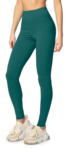 Merry Style Leggings Damen Baumwolle für das ganze Jahr Bequeme Leggings Blickdicht Damen Ideal für Yoga Sport Gym und Freizeit MS10-198 (Smaragdgrün, L) von Merry Style