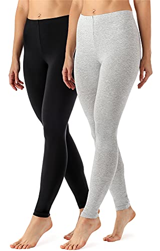 Merry Style Damen Lange Leggings aus Viskose 2 Pack MS10-143 (Schwarz/Melange (2Pack), L) von Merry Style