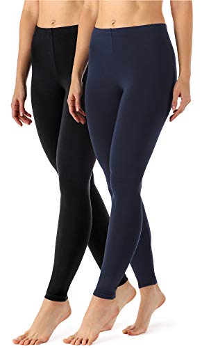 Merry Style Damen Lange Leggings aus Viskose 2 Pack MS10-143 (Schwarz/Navy, L) von Merry Style