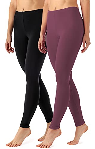 Merry Style Damen Lange Leggings aus Viskose 2 Pack MS10-143 (Schwarz/Weinrot (2Pack), L) von Merry Style