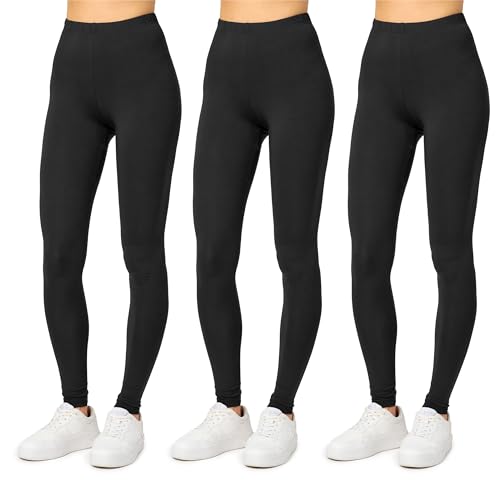Merry Style Damen Lange Leggings aus Viskose MS10-143 (Schwarz/Schwarz/Schwarz, S) von Merry Style