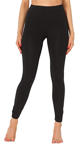 Merry Style Damen Lange Leggings Sportleggings aus Viskose mit Raffung Hohe Taillie MS10-345(Schwarz, L) von Merry Style