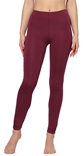 Merry Style Damen Lange Leggings Sportleggings aus Viskose mit Raffung Hohe Taillie MS10-345(Weinrot, L) von Merry Style