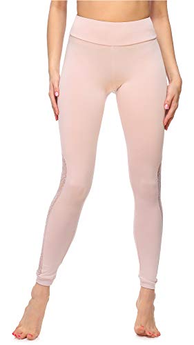 Merry Style Damen Lange Leggings mit Spitze MS10-310(Puderrosa,M) von Merry Style