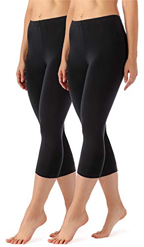 Merry Style Damen Leggings 3/4 aus Viskose 2 Pack MS10-144(Schwarz/Schwarz, L) von Merry Style