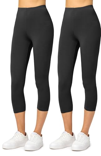 Merry Style Damen Leggings 3/4 aus Viskose 2 Pack MS10-144(Schwarz/Schwarz, XS) von Merry Style