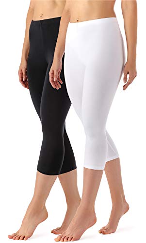 Merry Style Damen Leggings 3/4 aus Viskose 2 Pack MS10-144 (Schwarz/Weiß, XS) von Merry Style