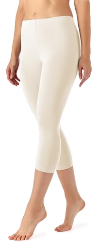 Merry Style Damen Leggings 3/4 Capri Leggings aus Viskose MS10-144 (Ecru, S) von Merry Style