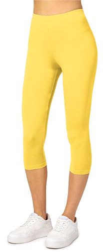Merry Style Damen Leggings 3/4 Capri Leggings aus Viskose MS10-144 (Gelb, S) von Merry Style