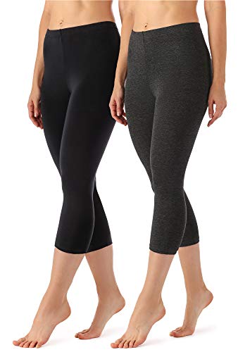 Merry Style Damen Leggings 3/4 aus Viskose 2 Pack MS10-144 (Schwarz/Dunkelmelange, XS) von Merry Style